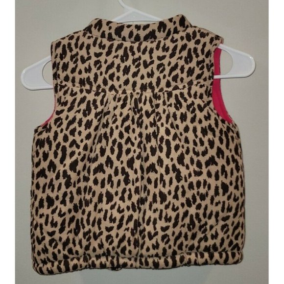 New Carter's Girls Size 5 Leopard Animal Print Cord Fleece Lined Vest - Picture 2 of 3